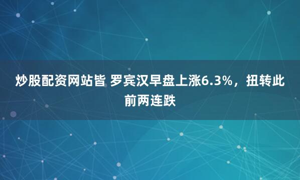炒股配资网站皆 罗宾汉早盘上涨6.3%，扭转此前两连跌